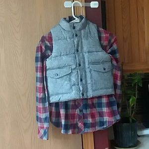 Billabong flannel shirt and baby gap vest